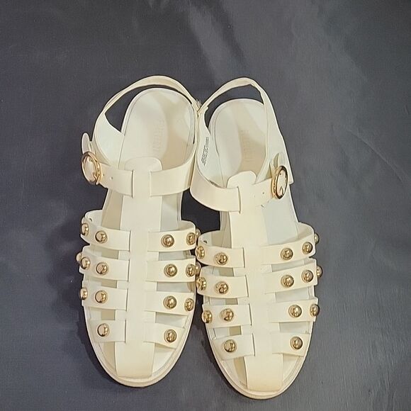 FOREVER 21 WOMEN"S SLINGBACK ANKLE STRAP ADJUSTABLE BUCKLE STUDDED SANDAL - Picture 2 of 12